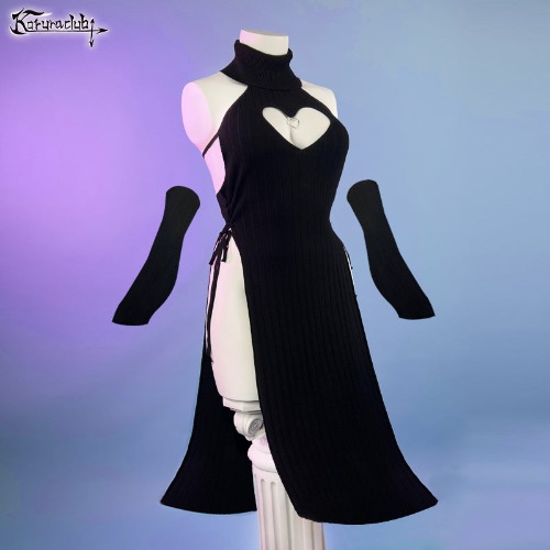 Plus Size Heart-Shaped Cheongsam KO59 | L/XL/2XL / Black