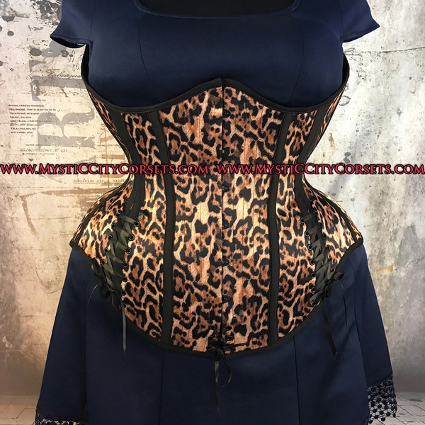 MCC79 Leopard Satin Plus size Underbust Corset