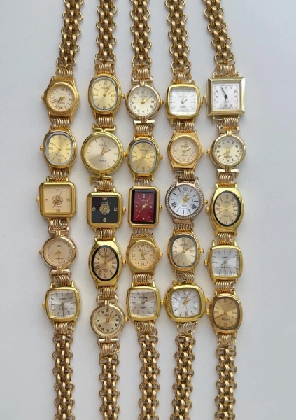 Vintage Gold Watch Necklace |  | Unique Clock Jewelry | Antique-Inspired Chain Necklace| Luxury Gold Timepiece |  Wrist Watch |Punk Necklace