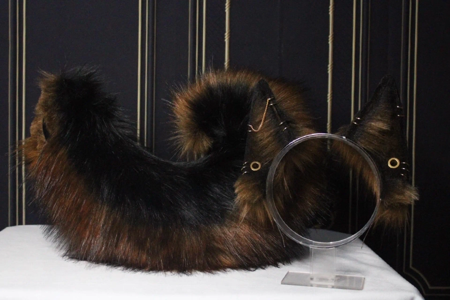 Dark Brown Faux Fur German Shepherd Ears