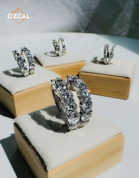 VVS1 Moissanite small hoop earrings - Waterproof earrings for women, Aesthetic earrings officiant gift, Leverback earrings, Teacher earrings