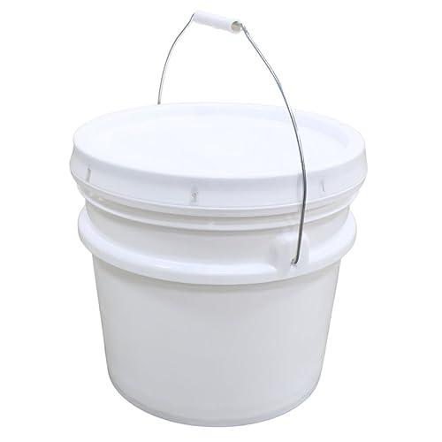3.5 Gallon Bucket & Lid - Durable 90 Mil All Purpose Pail - Made in The USA - Food Grade - Contains No BPA Plastic - Recyclable (6, White) - 6 - White