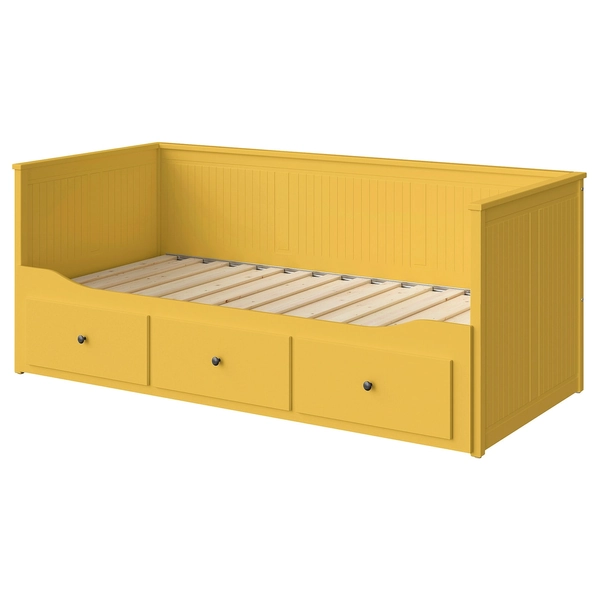 HEMNES Daybed frame with 3 drawers - yellow Twin