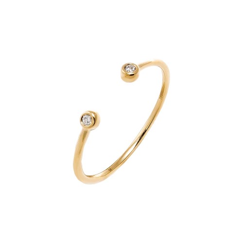 Diamond Double Bezel Open Ring 14K - 14K Gold / 6
