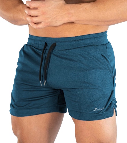 Surenow Mens Running Gym Shorts 3 Inch Breathable Lightweight Athletic Sport Shorts Training Workout Shorts with Pockets - Blue - Small