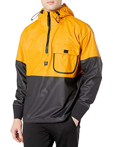 Helly-Hansen Workwear Roan Waterproof Anorak Jackets for Men Made of Heavy-Duty High-Mobility Protective PVC-coated Polyester - Ochre/Charcoal - Small