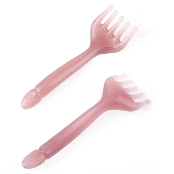 WY LIGHTING LEVEL 2Pcs Head Massager Manual Hair Scalp Massager Gua Sha Five Claw Massage Tool Comb Portable Handheld Resin Relax Tool for Father's Day Mother's Day Gifts (Pink Purple)