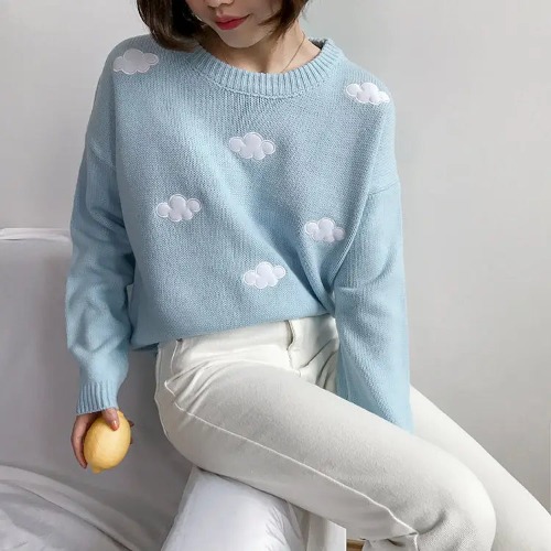 Cozy Cloud Crewneck Sweater for Ultimate Comfort and Style - Blue