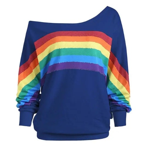 Soft Crewneck Rainbow Sweater for Everyday Pride - Purple / L