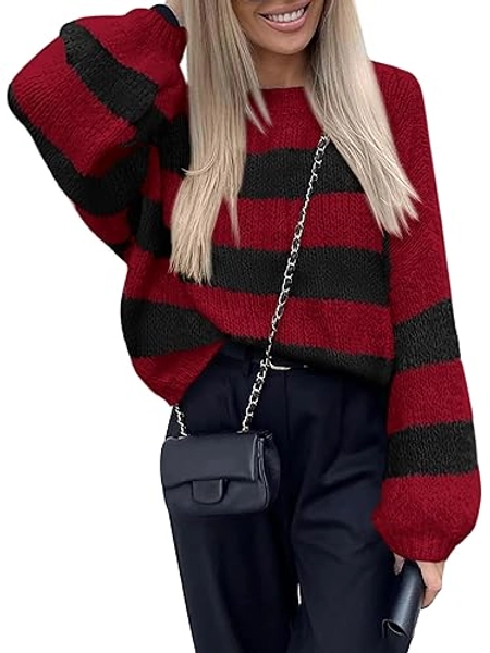 Oversized Long Sleeve Striped Sweater