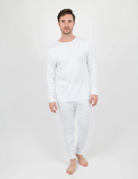 Mens Solid White Pajamas