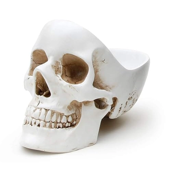 Suck UK Skull Desk Organiser Gothic Jewellery Box Key Bowl & Trinket Dish Desk Tidy Organiser Gothic Home Decor & Gothic Decor Gothic Gifts For Women Gothic Bedroom Decor White
