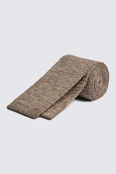 Cappuccino Melange Knitted Linen Tie