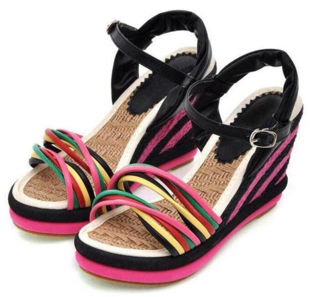 Colorful Summer Sandals with Cross-over Platform Design for Women