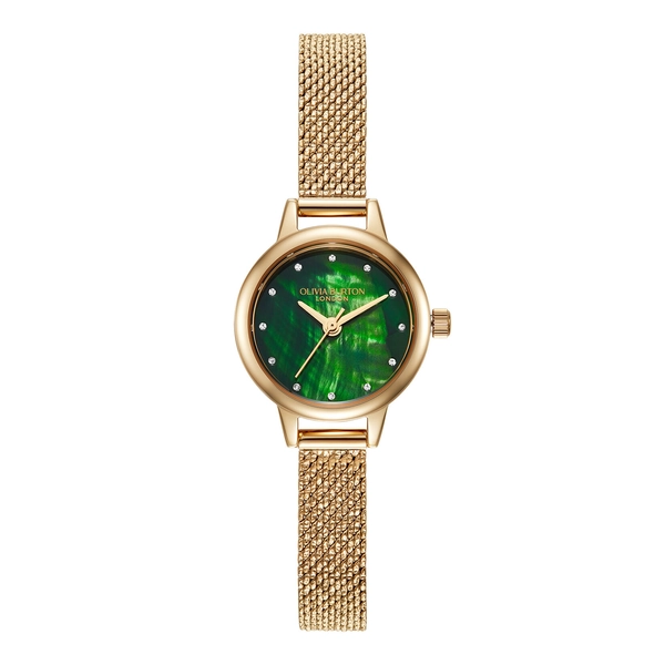 23mm Mini Green & Gold Mesh Watch