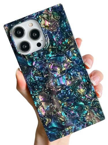 KERZZIL Cute Sparkle Butterfly Compatible with iPhone 13 Pro Max Square Case for Women Girls, Slim Glitter Pearl Texture Soft TPU Silicone Protective Bumper Cases Cover(Blue) - Blue Purple iPhone 13 Pro Max