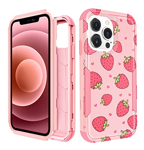 Plakill for Apple iPhone 13 Pro Max Case Women Cute Girls Phone Cover Girly Aesthetic Unique Design Kawaii Strawberry Heavy Duty Protective Hard Shockproof Military Grade Funda for iPhone 13 ProMax - 1-Strawberry