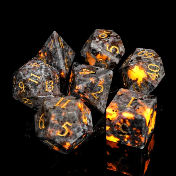 Natural Yooperlite Stone Dice Set Flame Stone Dice Set Gemstone Gift dungeons and Dragons Tabletop RPG Game MTG Role Polyhedral Dice Set - Etsy Italy