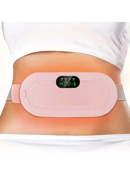 Tragbare schnurlose Heizauflage, Menstruations-Heizauflage, Rücken-Heizauflage, 3-stufige Temperaturregelung und 4-stufiger Massagemodus, tragbare elektrische Heizung mit schneller Erwärmung für Frauen und Mädchen mit Bauchgurt