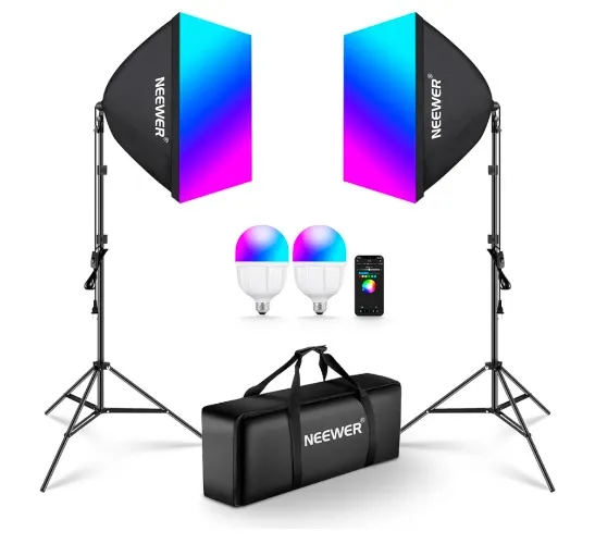 RGB Softbox Lighting Kit with App Control & 9 Effect Modes, 