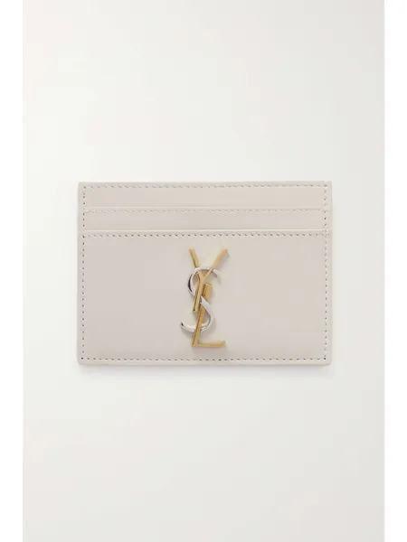 SAINT LAURENT Cassandre embellished leather cardholder | NET-A-PORTER