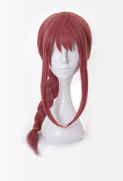 Chainsaw Killer Perruque de Cosplay Makima Longue Rose avec Tresse