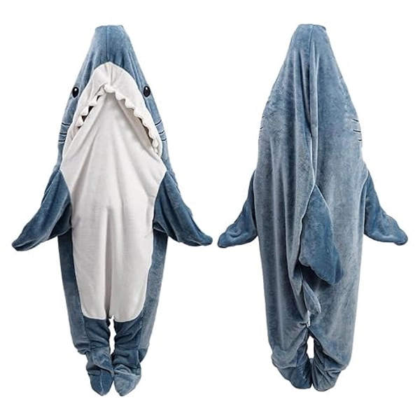 inkArts Shark Blanket Hoodie Onesie Adult & Kid, Wearable Shark Blanket, Shark Sleeping Bag, Soft Cozy Shark Onesie Costume