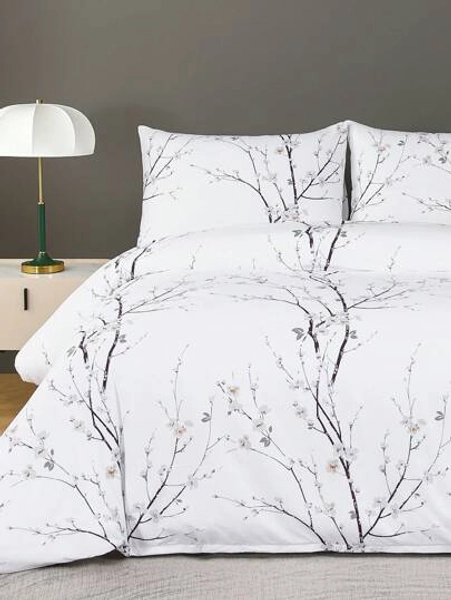 3 st. Tredelad Filt Skydd Uppsättningar , Kemisk Fibre Sandning , Geometrisk Element , Växt Och Blomma Stil Mönster , 1 Filt Skydd + 2 Kuddfodral