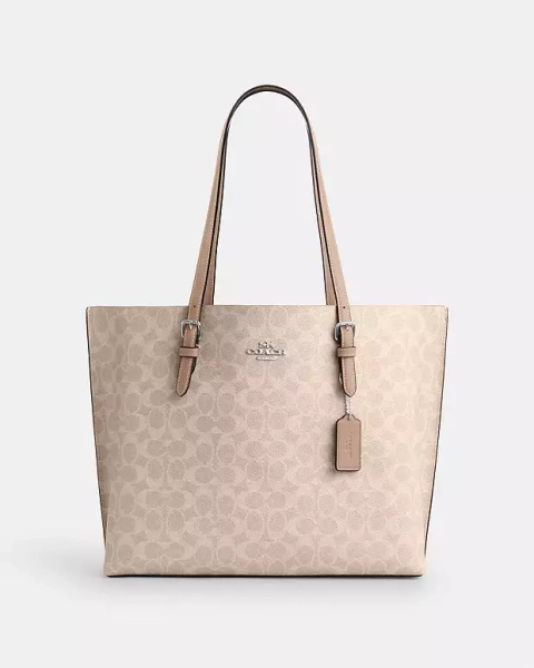 Plata/Arena/Topo Bolso tote Mollie de lona de firma