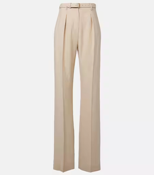 Loro Piana Belted linen and wool straight pants