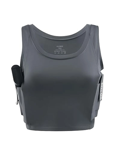 Lilcreek Women's Concealed Carry Crop Tank Tops,Undercover Handgun CCW Tactical Gun Holster Shirt Clothing