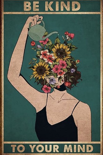 Graman Metal Vintage Tin Sign Be Kind to Your Mind, Land Lady Gift, Floral Woman Gift for Plant Lovers Funny Retro Wall Art Sign 8X 12inch - 