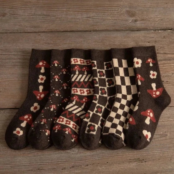 Cosy Autumn Mushroom Casual Cute Tube Socks