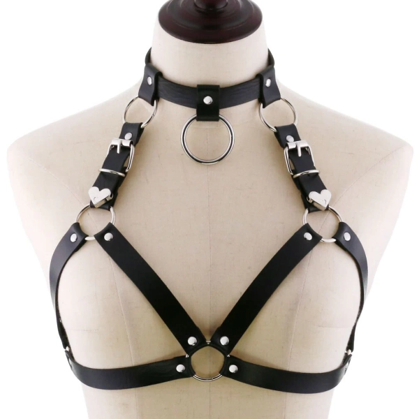 'Dead or Rock' Black Fake PU Leather Body Harness