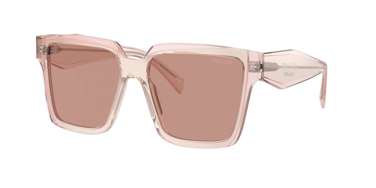 PRADA PR 24ZS Geranium/Petal Crystal - Women Luxury Sunglasses, Dark Violet Lens