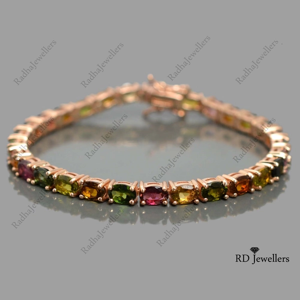 Tourmaline Rose Gold Tennis Bracelet