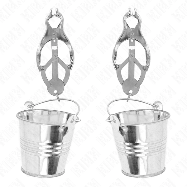 KINK - JAPANESE CLOVER NIPPLE CLAMPS WITH BUCKETS SILVER