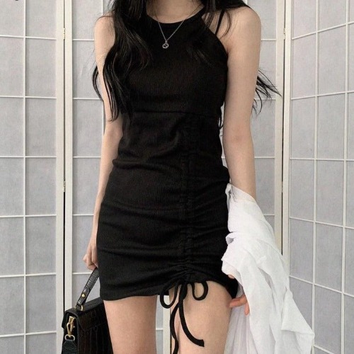 'Black is Back' Slim Goth Casual Dress - sleeveless dress / M