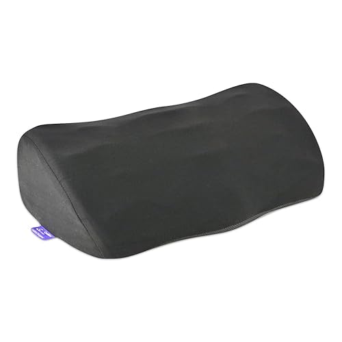 Cushion Lab Ergonomic Foot Rest for Under Desk – Patented Massage Ridge Design Memory Foam Foot Stool Pillow for Work, Home, Gaming, Computer, Office Chair – Footrest for Back & Hip Pain Relief - Black