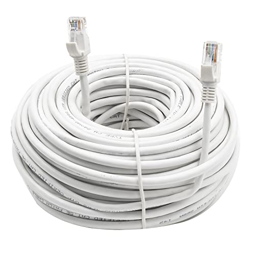 Cat 5e 60ft Network Patch Cable, LAN Cable, Pure Bare Copper Wire,Cat5e Ethernet to Ethernet Connector, 10Gpbs Transfer Speed, White… - 60 Feet