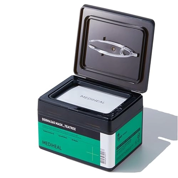 Mediheal Derma 365 Teetree Mask (30 Masken) - Tägliche Hautpflege-Maske für tiefenberuhigende und beruhigende Haut mit Teatree Active 4X