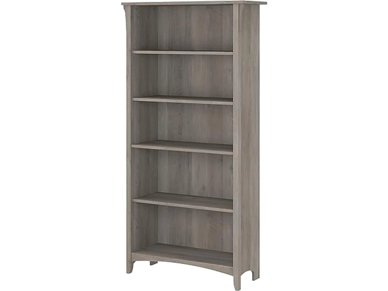 Salinas 5-Shelf 63-Inch H Bookcase, Driftwood Gray