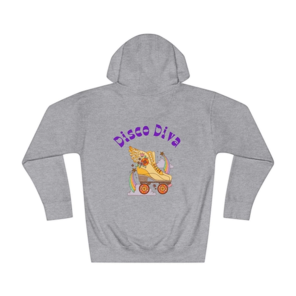 Disco Diva Roller Skate Unisex Fleece Hoodie Sizes S-3X | Carbon Grey / L