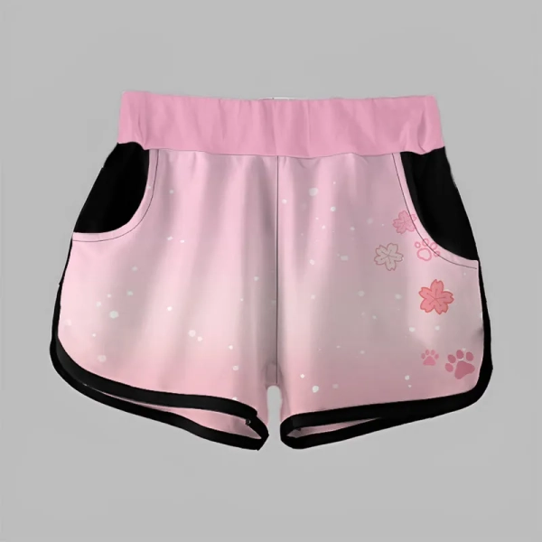  Gradient Sakura Kitty Paw Print Modakawa Shorts