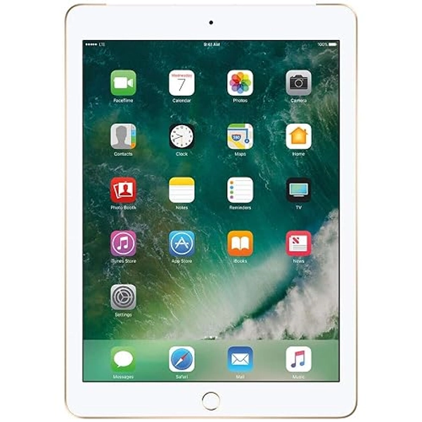 Apple iPad with WiFi + Cellular, 128GB, Gold (2017 Model) (Renewed)
