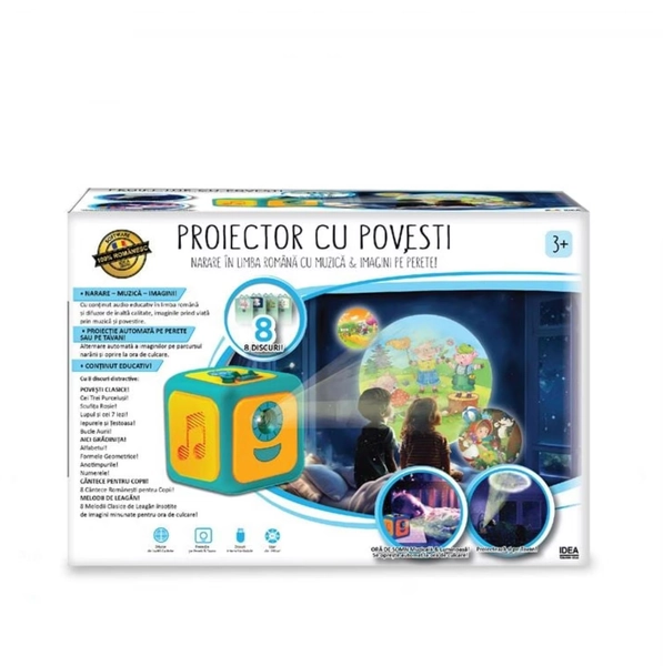 Proiector cu Povesti, 8 discuri, proiectie automata, plastic, 3 ani