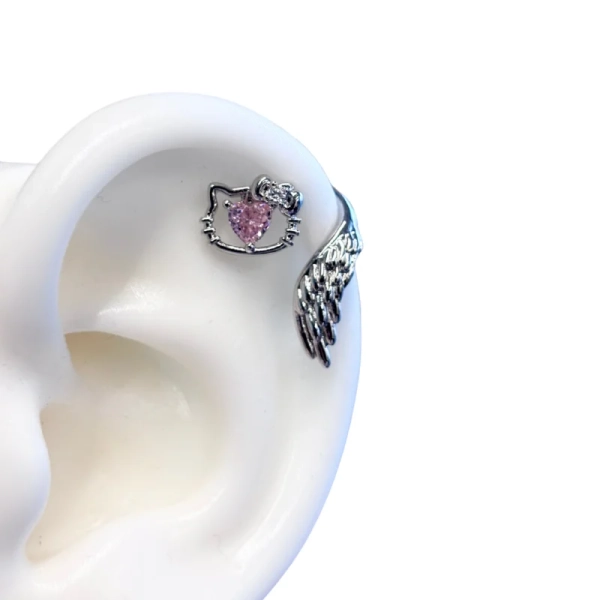KT Angel Wings helix stud earrings - Blingkittyjewelry