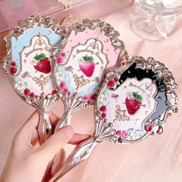 Glittering Strawberry Berry Angelic Makeup Mirror for Vanity Display