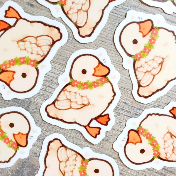 Flower Ducky Sticker / Duck Sticker / Goose Sticker / Cute Animal Sticker / Laptop Sticker / Vinyl Sticker