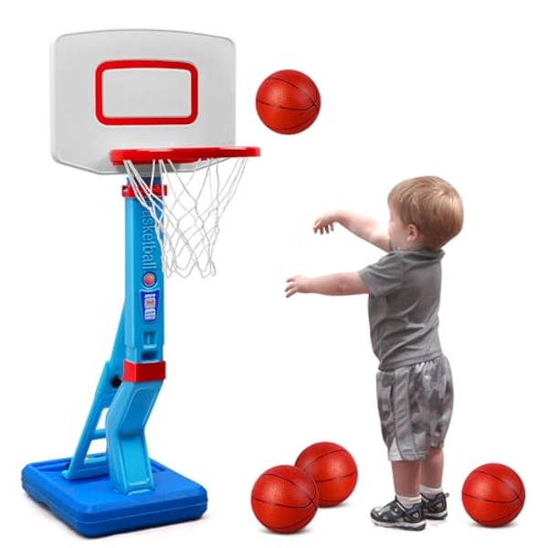SUPER JOY Kinder Basketballkorb - Basketballkorb Outdoor Indoor Basketballkorb mit Ständer Höhenverstellbarer 70-138cm Mini Basketballkorb Indoor für Zimmer Spielzeug Jungen Mädchen 3 4 5 6 7 8 Jahre
